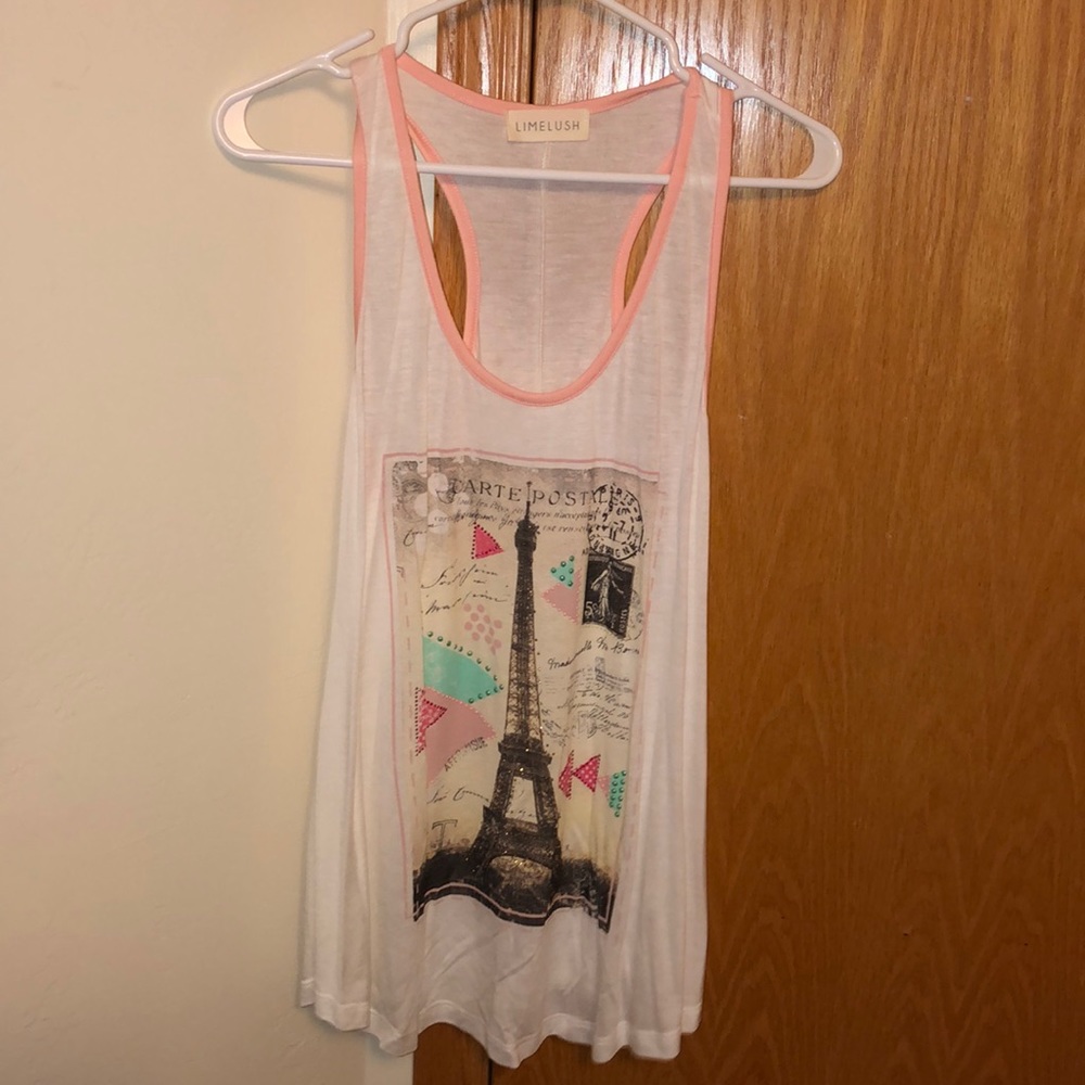 Paris Ivory Postcard tank top, Never worn Sz Large